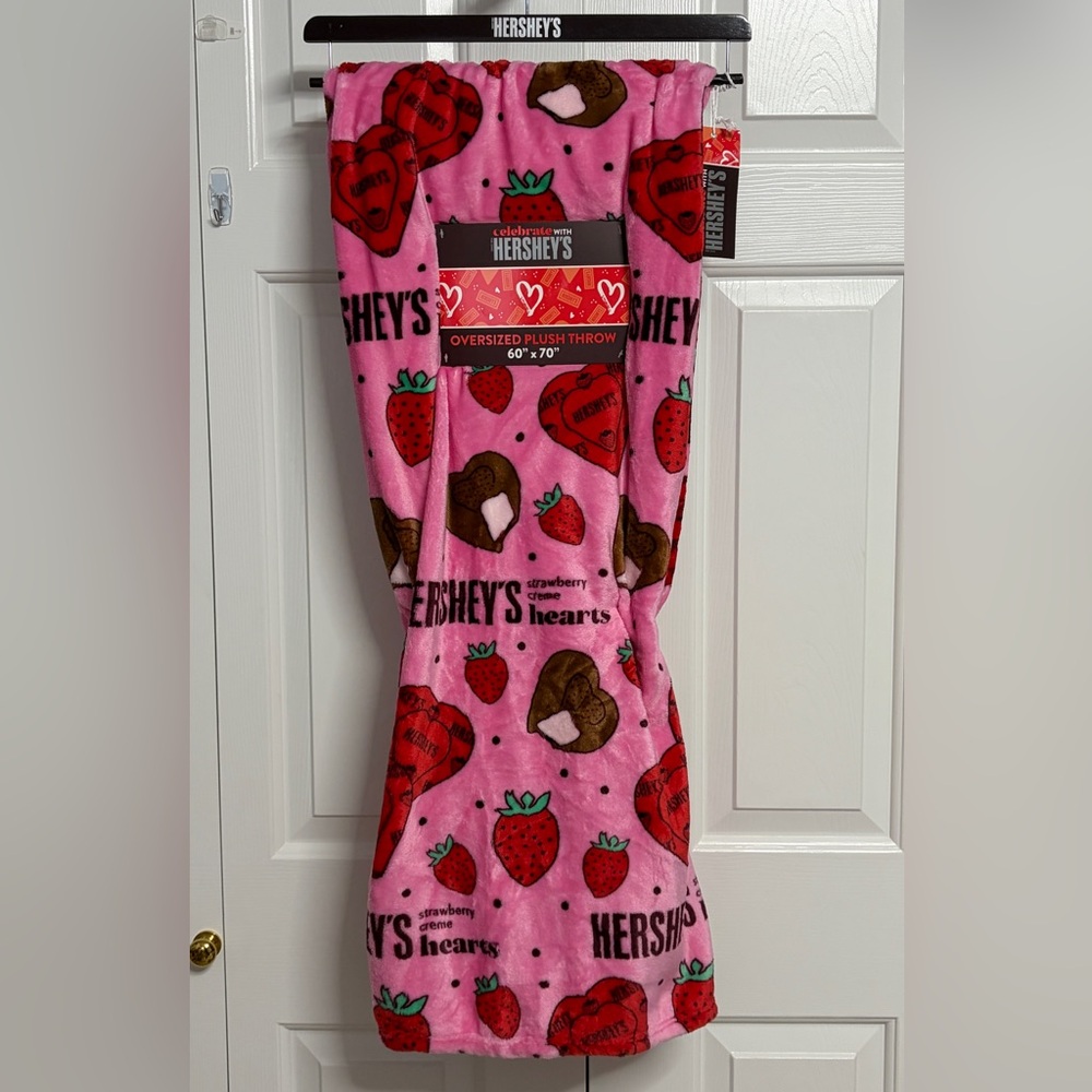 Hershey's Pink Strawberry Creme Hearts Fleece Throw Blanket